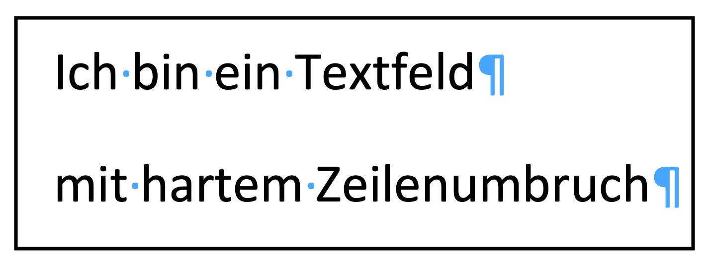 Textbeispiel aus Word mit hartem Zeilenumbruch